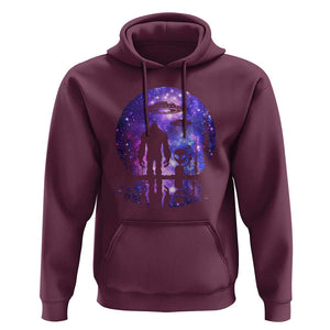 Alien And Bigfoot Full Moon Sasquatch UFO Hoodie TS01 Maroon Print Your Wear