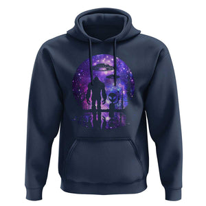 Alien And Bigfoot Full Moon Sasquatch UFO Hoodie TS01 Navy Print Your Wear