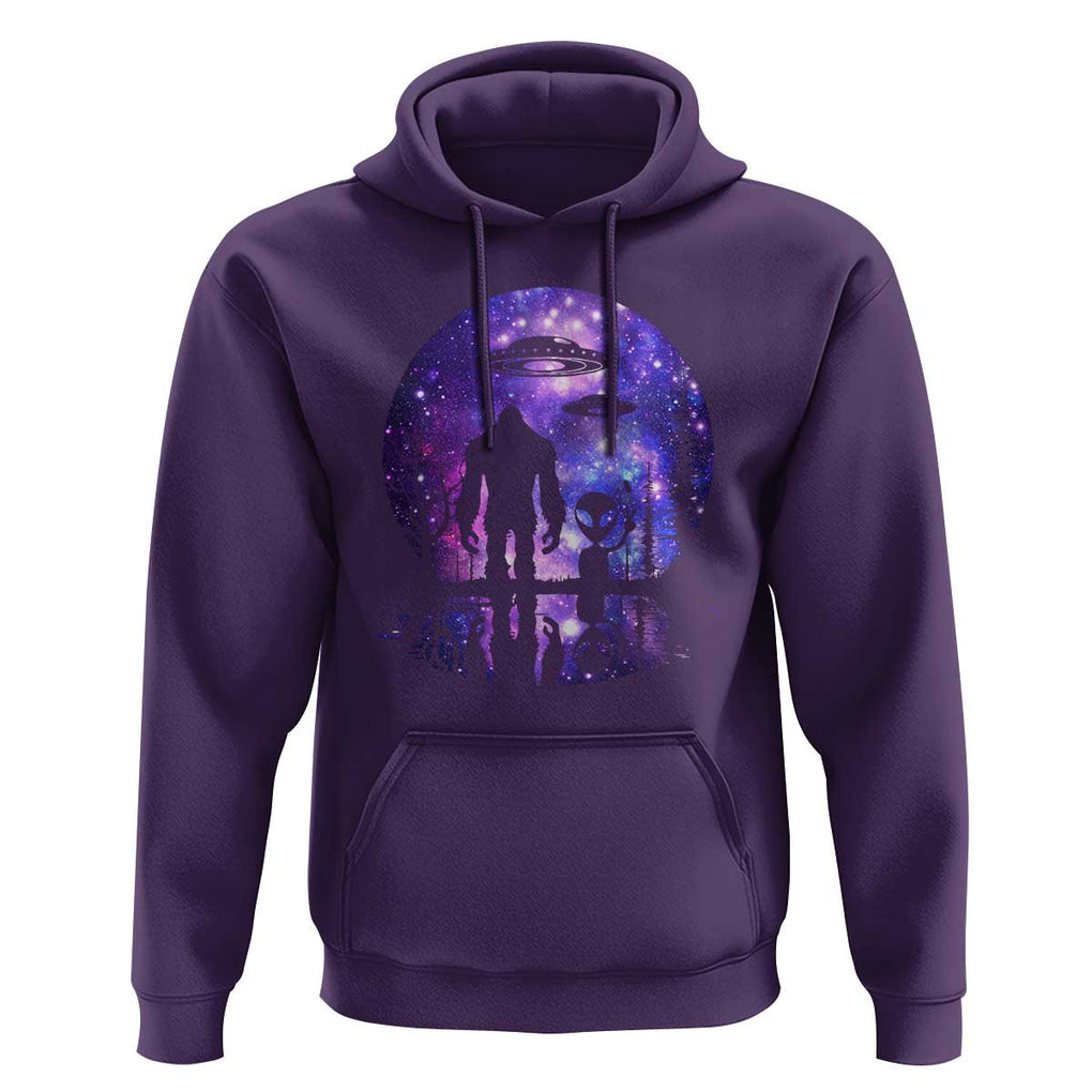 Alien And Bigfoot Full Moon Sasquatch UFO Hoodie TS01 Purple Print Your Wear