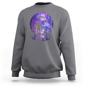 Alien And Bigfoot Full Moon Sasquatch UFO Sweatshirt TS01 Charcoal Print Your Wear