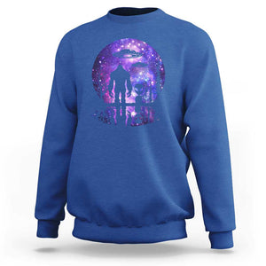 Alien And Bigfoot Full Moon Sasquatch UFO Sweatshirt TS01 Royal Blue Print Your Wear