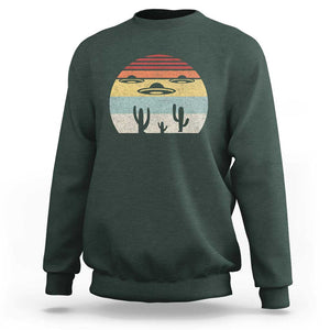 Vintage Retro UFO Alien Desert Sweatshirt TS01 Dark Forest Green Print Your Wear