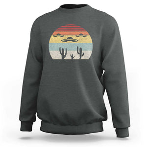 Vintage Retro UFO Alien Desert Sweatshirt TS01 Dark Heather Print Your Wear