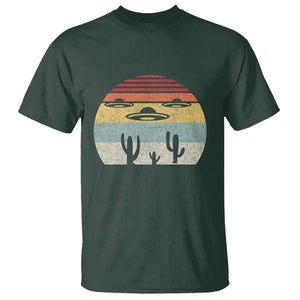 Vintage Retro UFO Alien Desert T Shirt TS01 Dark Forest Green Print Your Wear