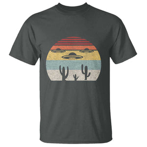 Vintage Retro UFO Alien Desert T Shirt TS01 Dark Heather Print Your Wear