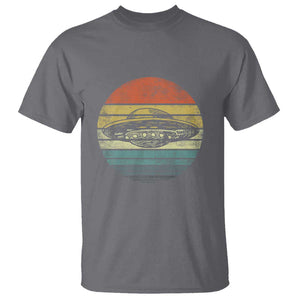 UFO Gifts Retro Sunset Funny Alien UFO Hunter Silhouette T Shirt TS01 Charcoal Print Your Wear