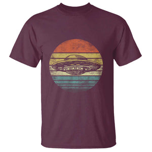 UFO Gifts Retro Sunset Funny Alien UFO Hunter Silhouette T Shirt TS01 Maroon Print Your Wear