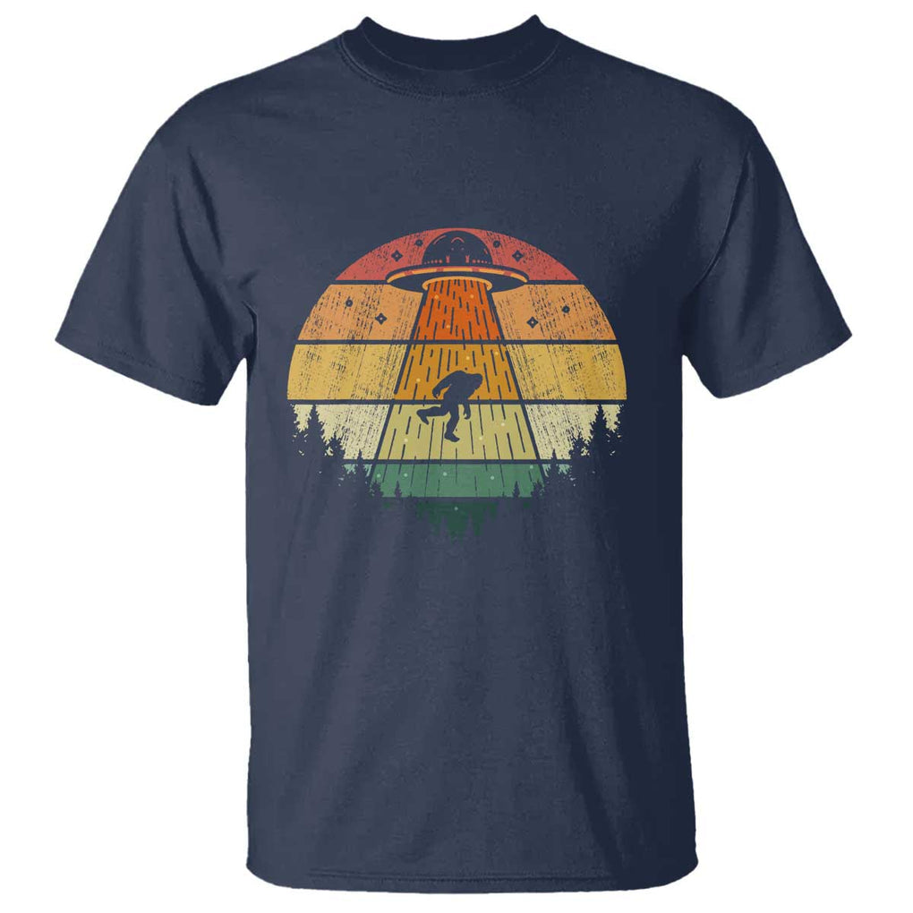 Retro Vintage Bigfoot UFO Abduction Funny Sasquatch Aliens T Shirt TS01 Navy Print Your Wear