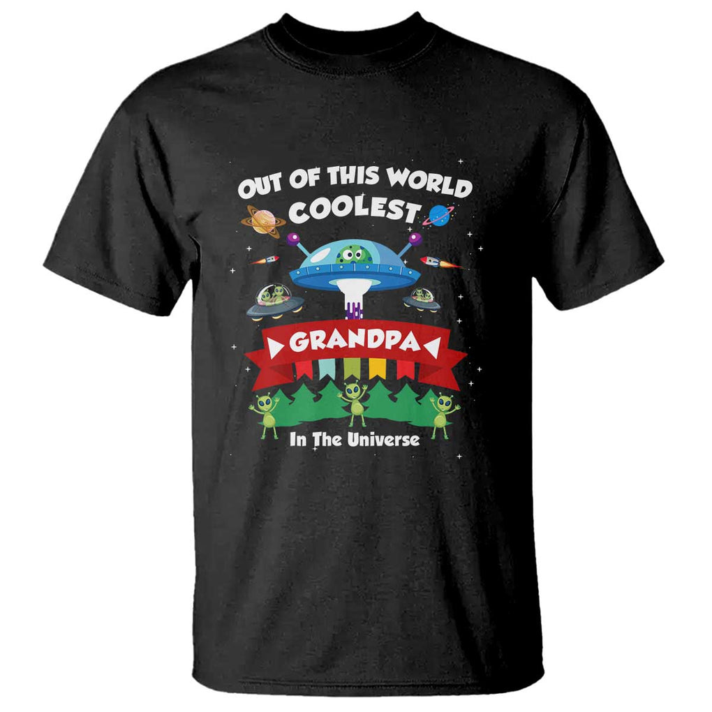 Mens Coolest Grandpa Father's Day Outer Space UFO Spaceship Alien T Shirt TS01 Black Print Your Wear