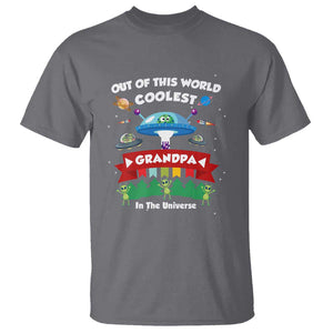 Mens Coolest Grandpa Father's Day Outer Space UFO Spaceship Alien T Shirt TS01 Charcoal Print Your Wear