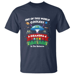 Mens Coolest Grandpa Father's Day Outer Space UFO Spaceship Alien T Shirt TS01 Navy Print Your Wear