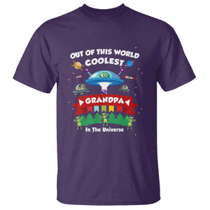 Mens Coolest Grandpa Father's Day Outer Space UFO Spaceship Alien T Shirt TS01 Purple Print Your Wear