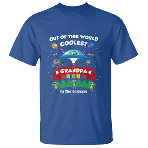 Mens Coolest Grandpa Father's Day Outer Space UFO Spaceship Alien T Shirt TS01 Royal Blue Print Your Wear