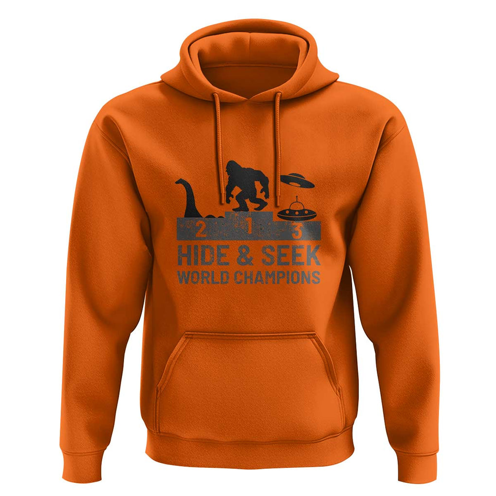 Hide and Seek World Champion Bigfoot UFO Nessie Funny Hoodie TS01 Orange Print Your Wear