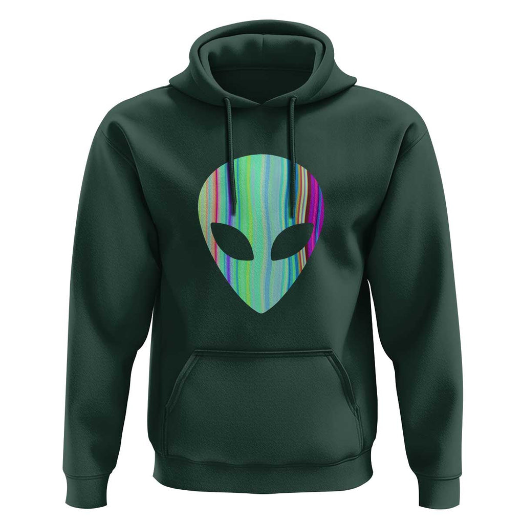Alien Head Holographic Cute UFO Hoodie TS01 Dark Forest Green Print Your Wear