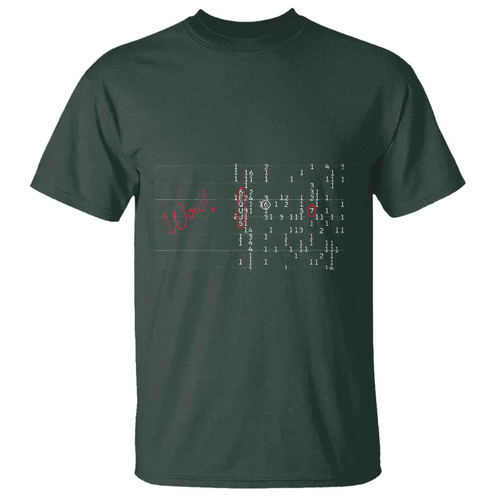 Sheldon Nerdy Wow Signal UFO Alien World Contact Day T Shirt TS01 Dark Forest Green Print Your Wear