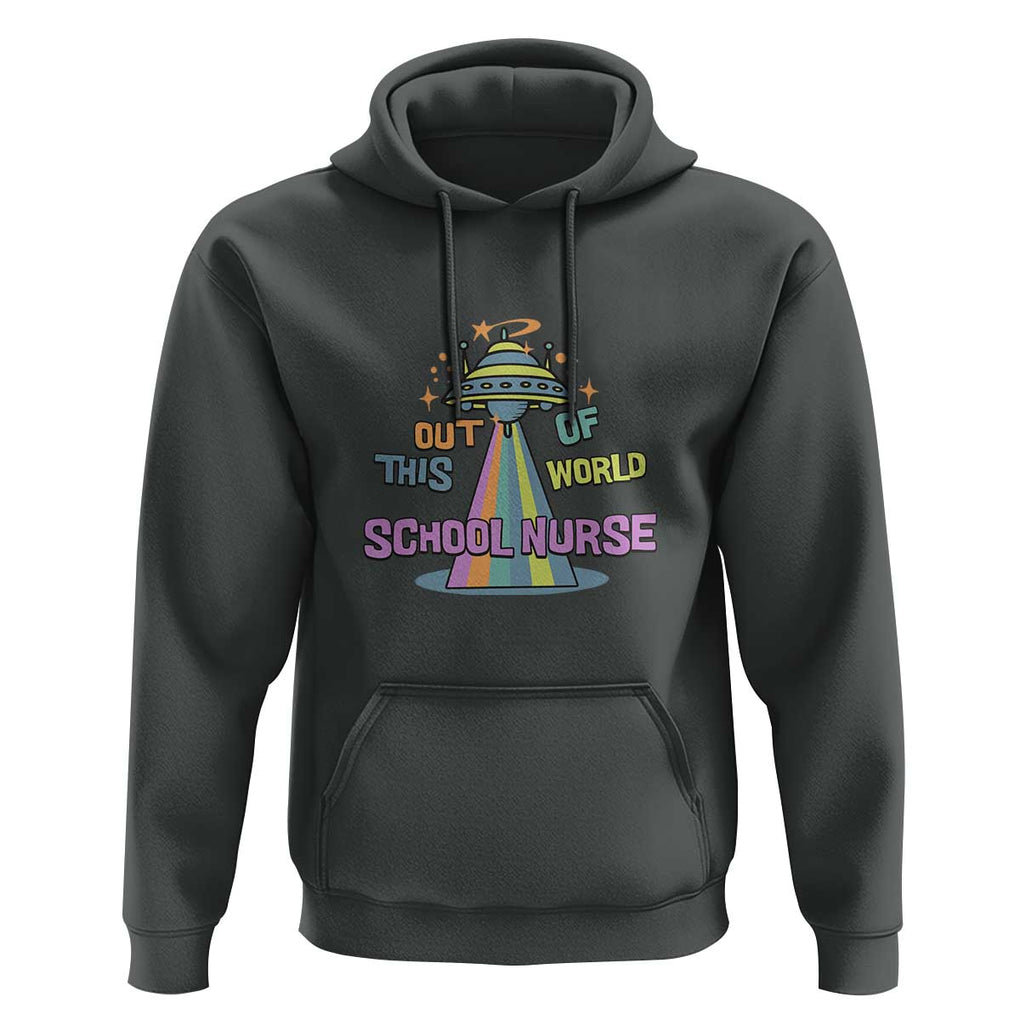 Retro School Nurse Is Out Of This World RN Space UFO Hoodie TS01 Dark Heather Print Your Wear