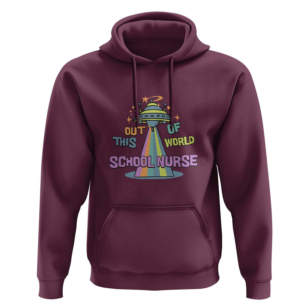 Retro School Nurse Is Out Of This World RN Space UFO Hoodie TS01 Maroon Print Your Wear