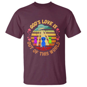 Vintage God's Love Is Out Of This World, World UFO Day T Shirt TS01 Maroon Print Your Wear