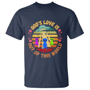 Vintage God's Love Is Out Of This World, World UFO Day T Shirt TS01 Navy Print Your Wear