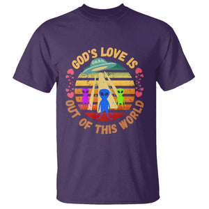 Vintage God's Love Is Out Of This World, World UFO Day T Shirt TS01 Purple Print Your Wear