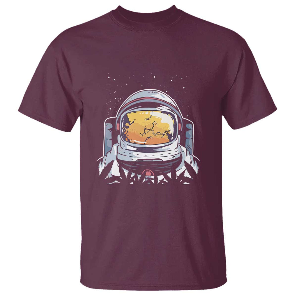 ASTRONAUT ALIEN UFO T Shirt Smoking Weed Cannabis Smokers TS01 Maroon Print Your Wear