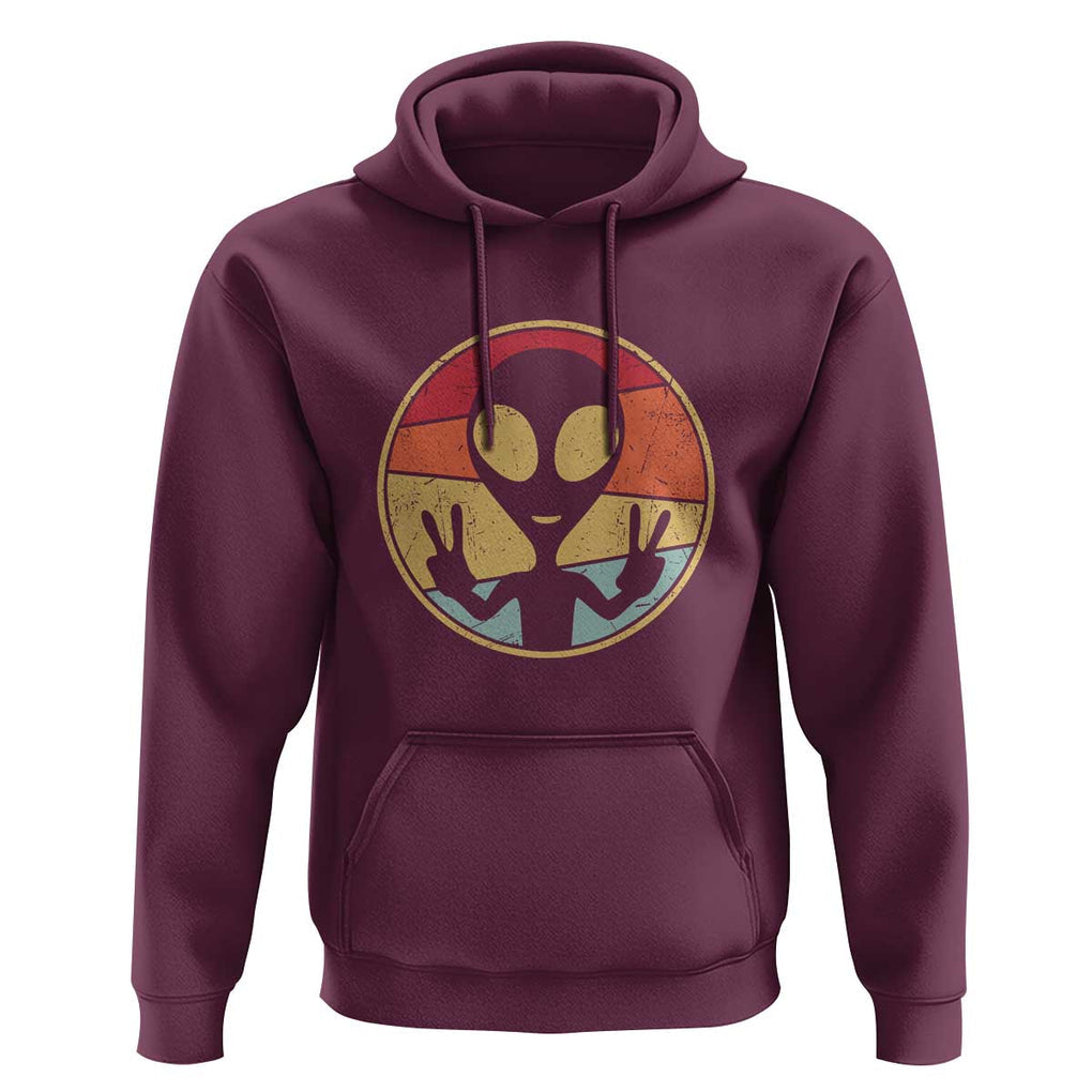 UFO Lover Funny Retro 80's Style Vintage Alien Space Gift Hoodie TS01 Maroon Print Your Wear