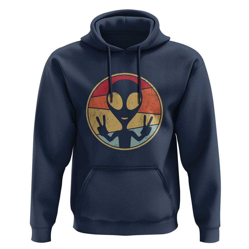 UFO Lover Funny Retro 80's Style Vintage Alien Space Gift Hoodie TS01 Navy Print Your Wear