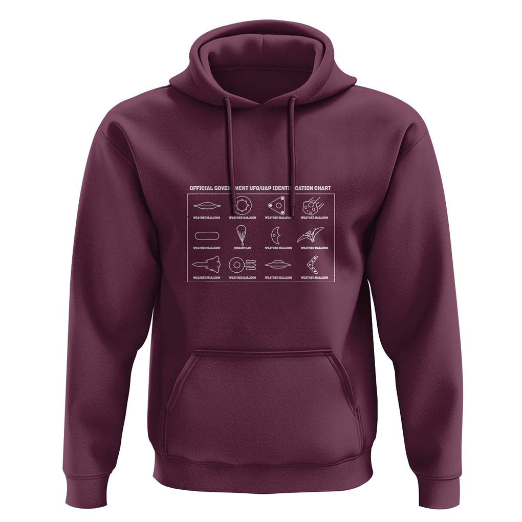 Official Government UFO UAP identification Chart Hoodie TS01 Maroon Print Your Wear