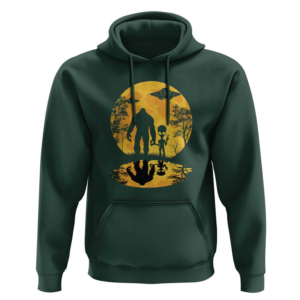 Alien Bigfoot Moon Sasquatch UFO Extraterrestrial Hoodie TS01 Dark Forest Green Print Your Wear