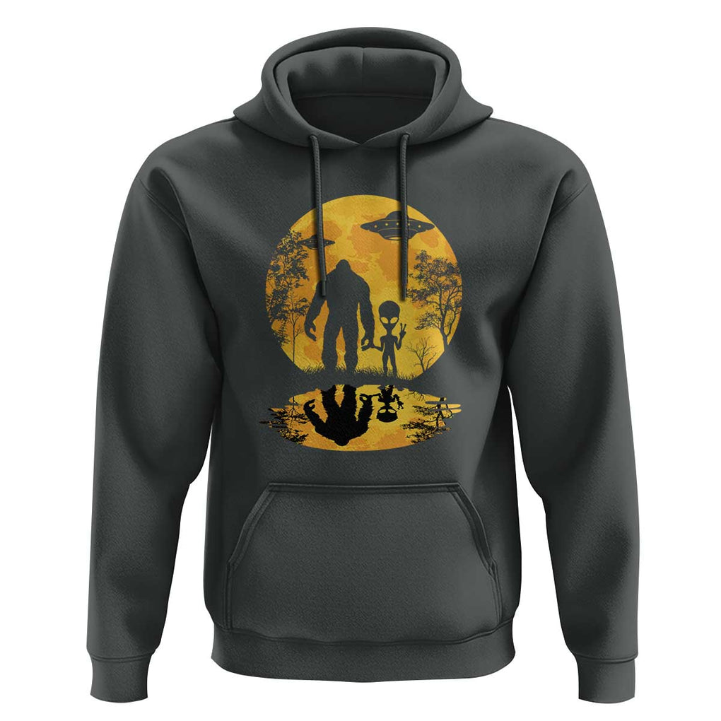 Alien Bigfoot Moon Sasquatch UFO Extraterrestrial Hoodie TS01 Dark Heather Print Your Wear