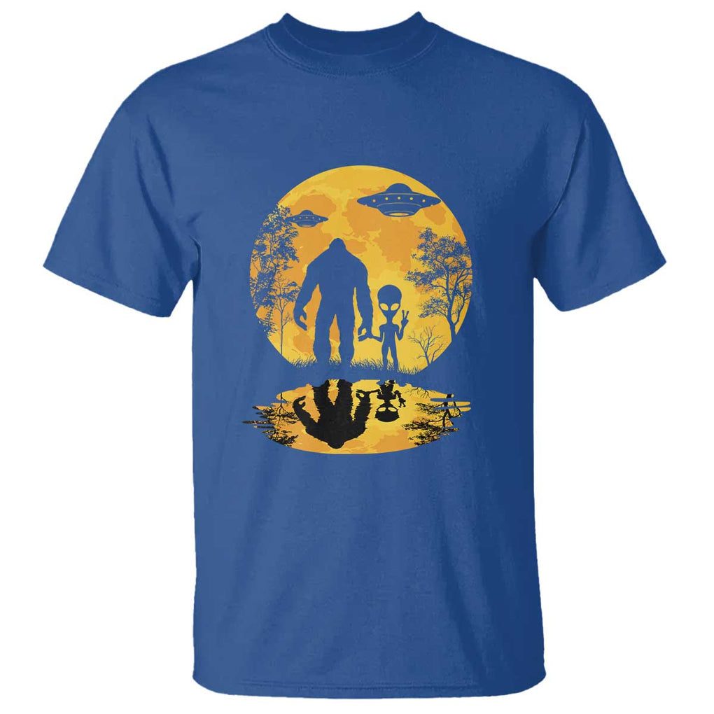 Alien Bigfoot Moon Sasquatch UFO Extraterrestrial T Shirt TS01 Royal Blue Print Your Wear