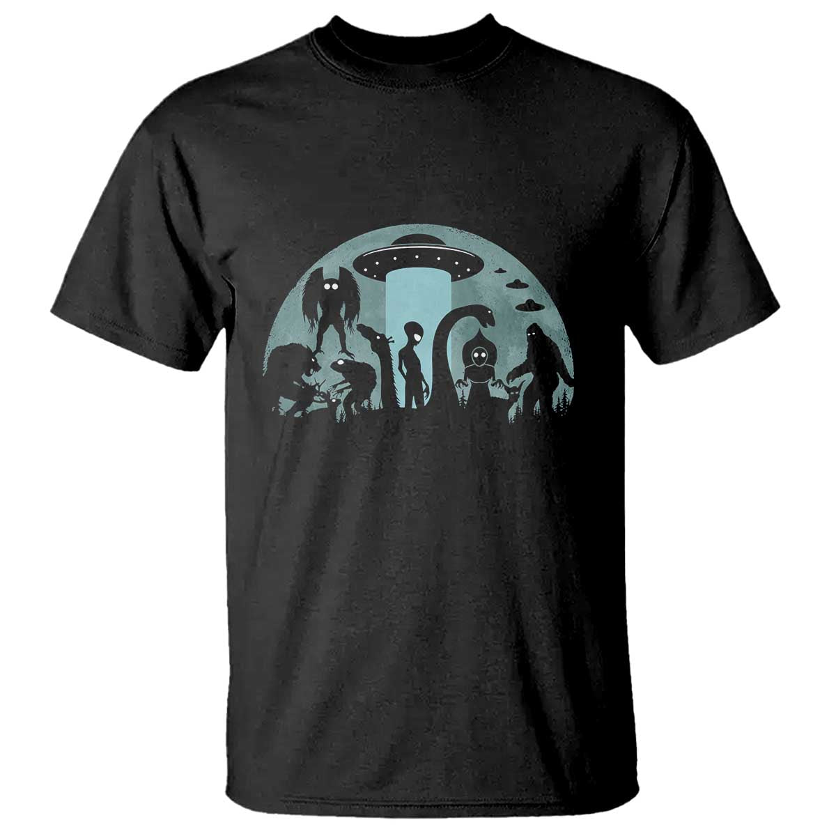 Bigfoot UFO Loch Ness Monster Mothman And Aliens Cryptid T Shirt TS01 Black Print Your Wear