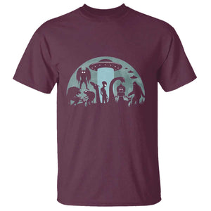 Bigfoot UFO Loch Ness Monster Mothman And Aliens Cryptid T Shirt TS01 Maroon Print Your Wear