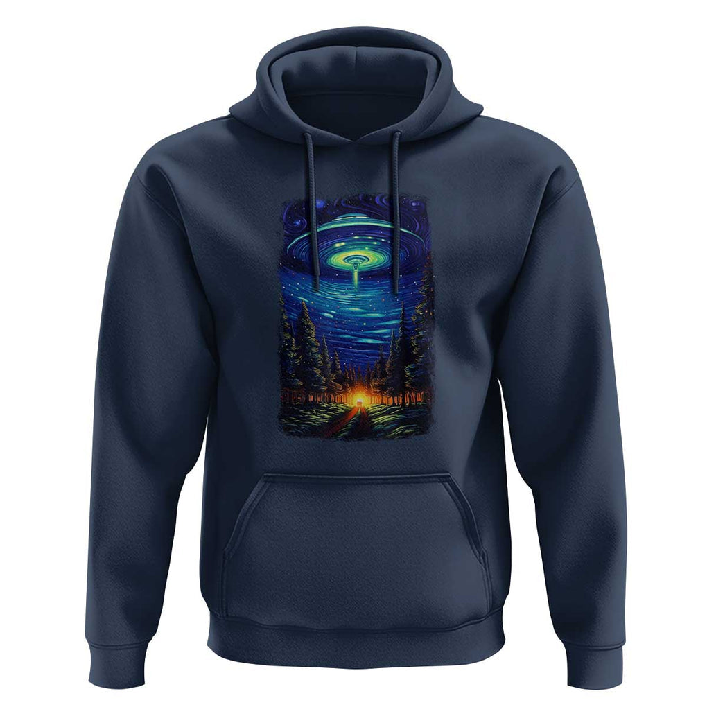 UFO Aliens Flying Saucer - Van Gogh Style - Starry Night Hoodie TS01 Navy Print Your Wear