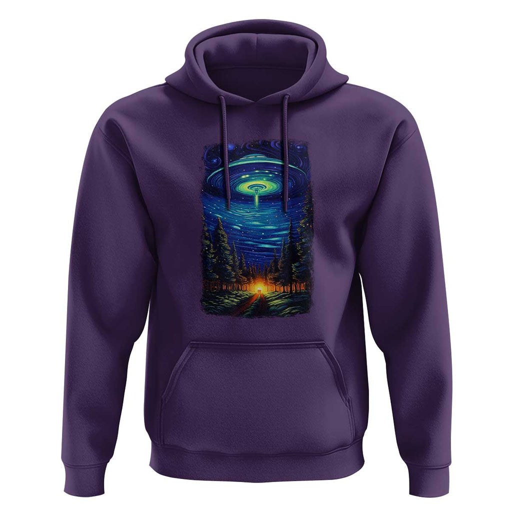 UFO Aliens Flying Saucer - Van Gogh Style - Starry Night Hoodie TS01 Purple Print Your Wear