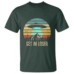 Get In Loser Alien Abduction Conspiracy T Shirt TS01 Dark Forest Green Print Your Wear