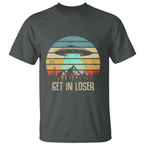 Get In Loser Alien Abduction Conspiracy T Shirt TS01 Dark Heather Print Your Wear