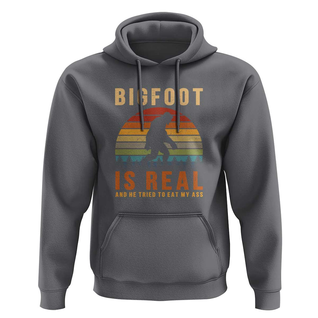 Bigfoot Is Real And He Tried To Eat My Ass Funny Sasquatch Hoodie TS01 Charcoal Print Your Wear