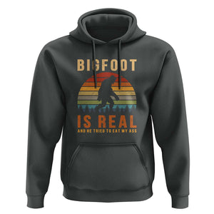Bigfoot Is Real And He Tried To Eat My Ass Funny Sasquatch Hoodie TS01 Dark Heather Print Your Wear