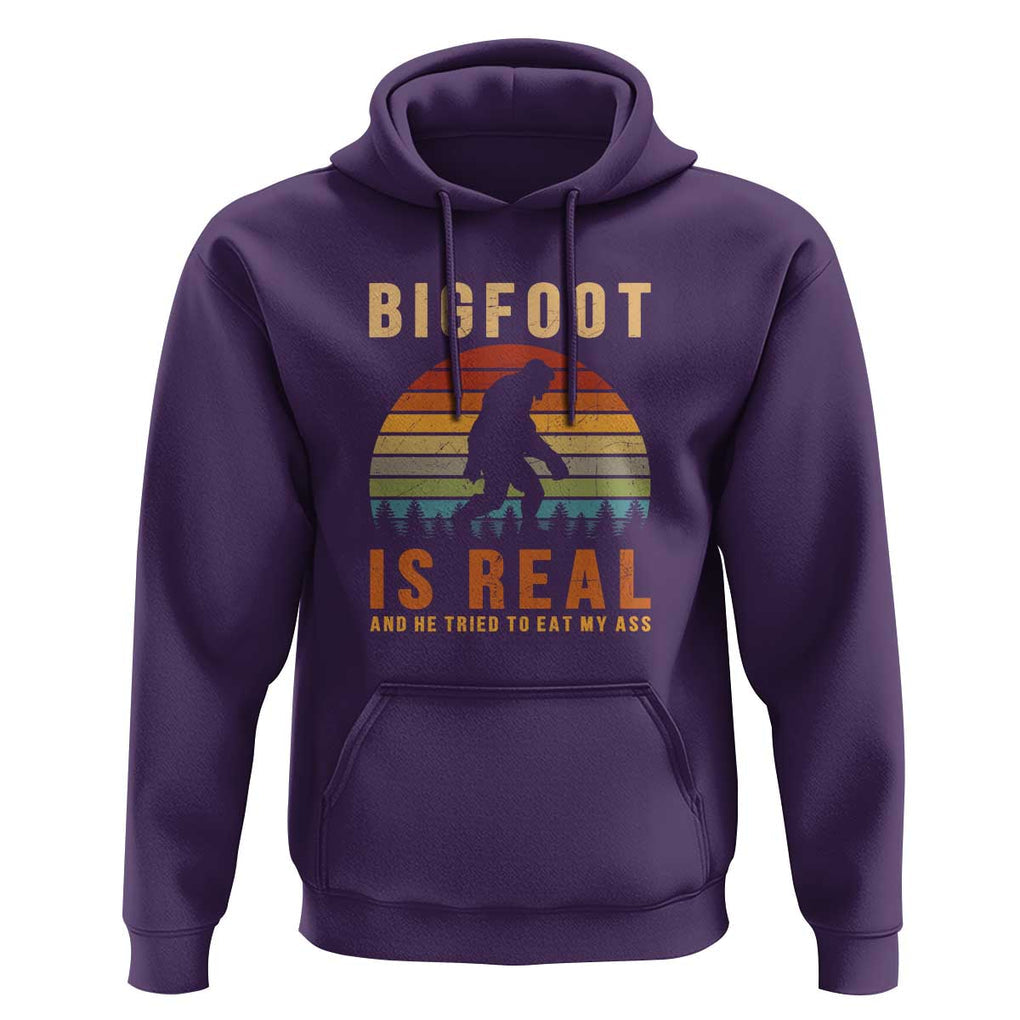 Bigfoot Is Real And He Tried To Eat My Ass Funny Sasquatch Hoodie TS01 Purple Print Your Wear