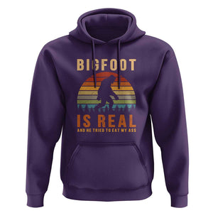 Bigfoot Is Real And He Tried To Eat My Ass Funny Sasquatch Hoodie TS01 Purple Print Your Wear