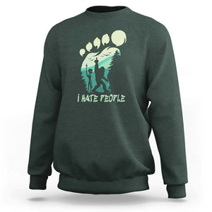 I Hate People Funny Alien Bigfoot Mountains Trip 2024 Sweatshirt TS01 Dark Forest Green Print Your Wear