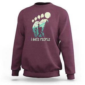 I Hate People Funny Alien Bigfoot Mountains Trip 2024 Sweatshirt TS01 Maroon Print Your Wear