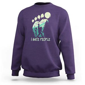I Hate People Funny Alien Bigfoot Mountains Trip 2024 Sweatshirt TS01 Purple Print Your Wear