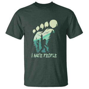I Hate People Funny Alien Bigfoot Mountains Trip 2024 T Shirt TS01 Dark Forest Green Print Your Wear