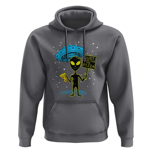 UFO Alien Just Here For The Pizza Hoodie TS01 Charcoal Print Your Wear