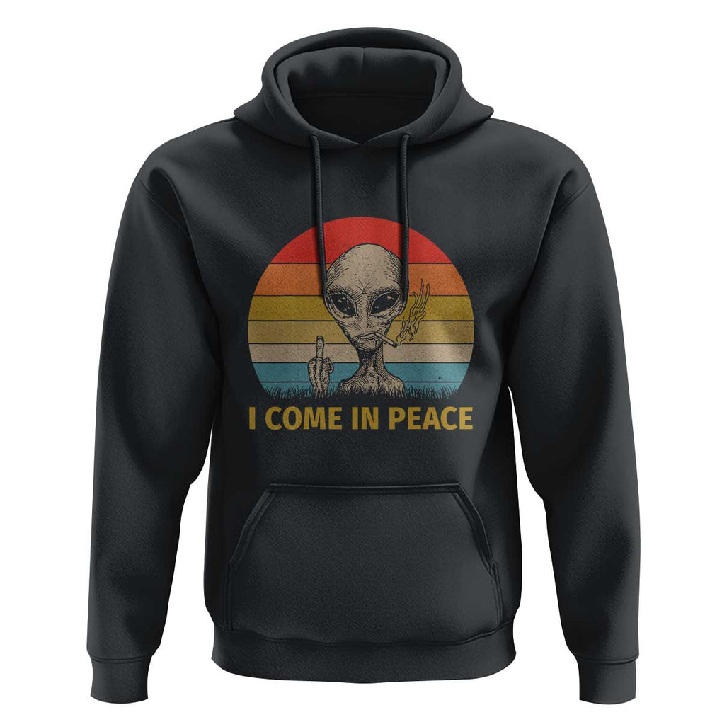 Vintage I Come in Peace Tshirt Alien Smoking Gift Hoodie TS01 Black Print Your Wear