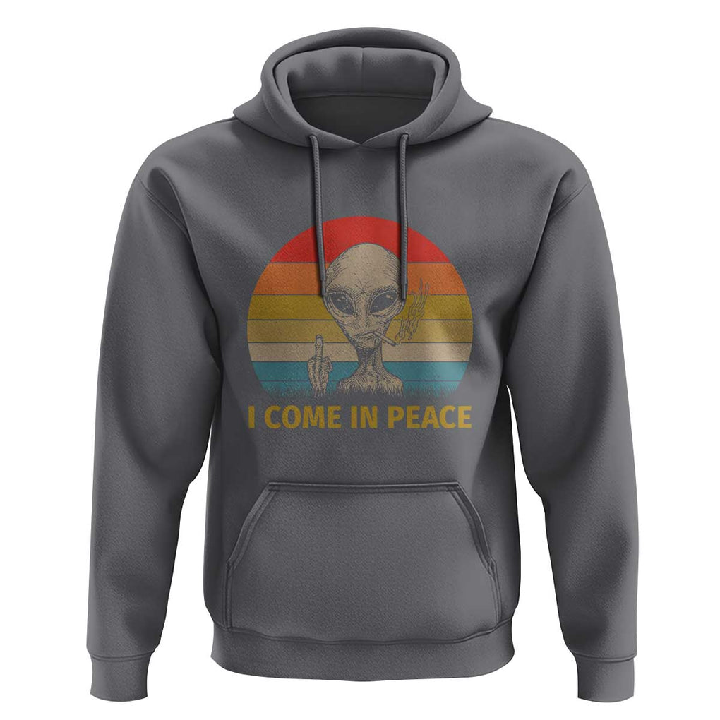 Vintage I Come in Peace Tshirt Alien Smoking Gift Hoodie TS01 Charcoal Print Your Wear