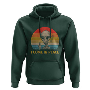 Vintage I Come in Peace Tshirt Alien Smoking Gift Hoodie TS01 Dark Forest Green Print Your Wear